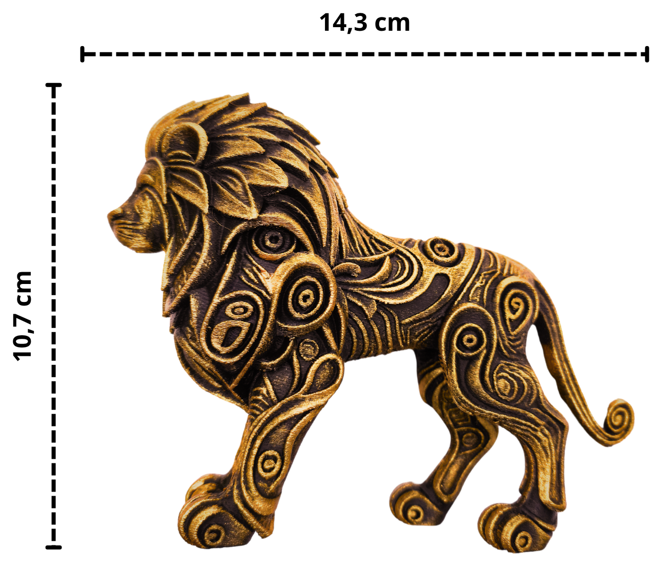 Leão Decorativo Tribal com Detalhes Dourados - Imagem 4